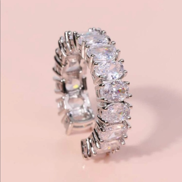 Men’s Zircon Bling Silver cuff ring - Picture 3 of 11